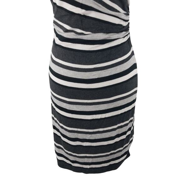 ANN TAYLOR LOFT! BLACK, WHITE, GRAY DIAGONAL STRIPE STRETCH T-SHIRT DRESS! SZ XS - Picture 4 of 10